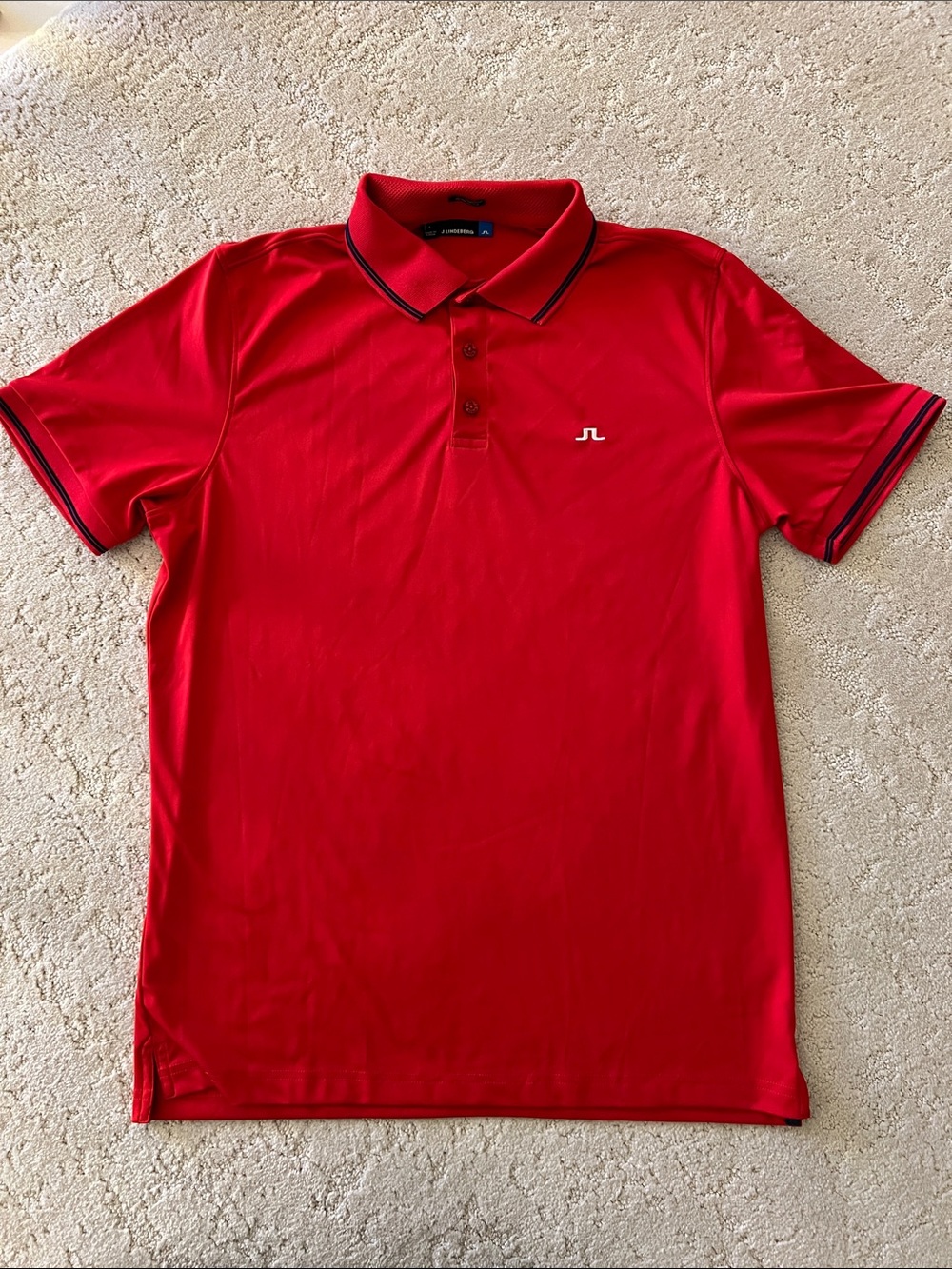 J.Lindeberg Red Golf Polo with Contrast Tipping